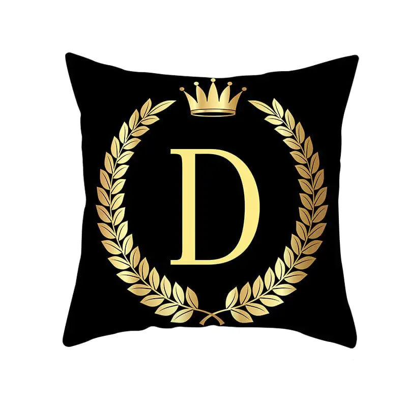 Custom Black Gold Letter Peach Skin Pillowcase Cushion