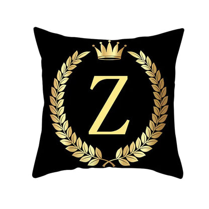 Custom Black Gold Letter Peach Skin Pillowcase Cushion