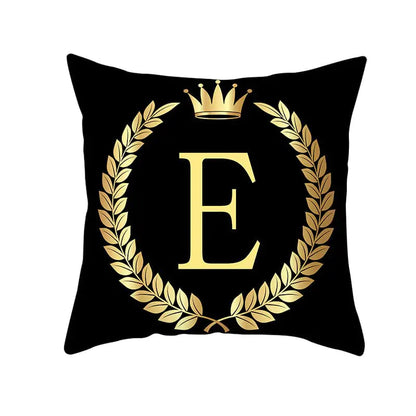 Custom Black Gold Letter Peach Skin Pillowcase Cushion