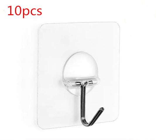 Heavy-Duty Clear Adhesive Hooks for Kitchen & Bathroom