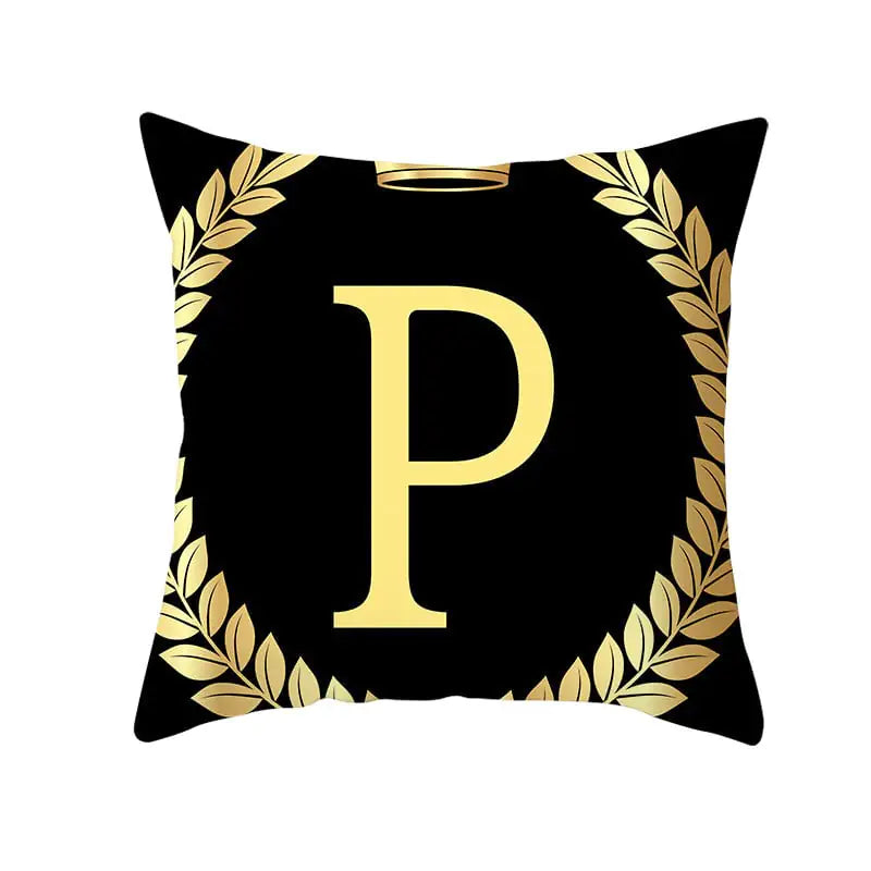 Custom Black Gold Letter Peach Skin Pillowcase Cushion