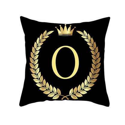 Custom Black Gold Letter Peach Skin Pillowcase Cushion