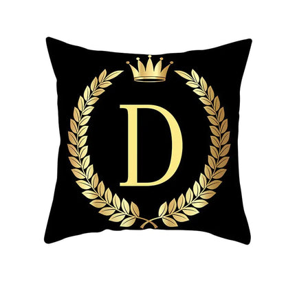 Custom Black Gold Letter Peach Skin Pillowcase Cushion