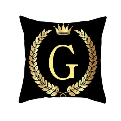 Custom Black Gold Letter Peach Skin Pillowcase Cushion