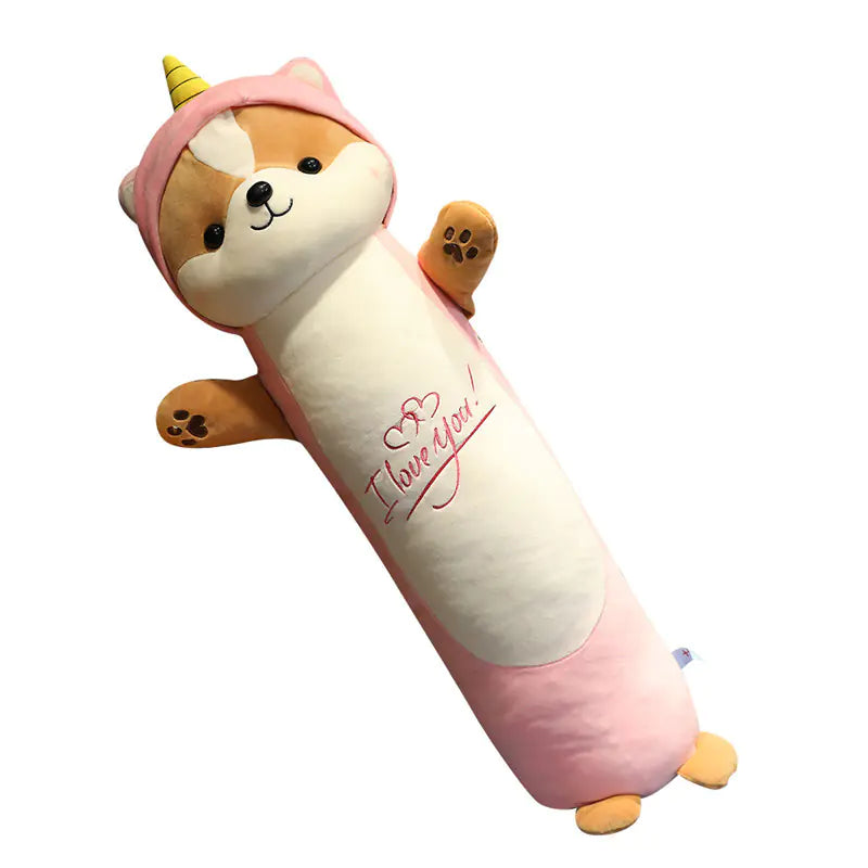 Squirrel Long Plush Nap Pillow with Removable Cover