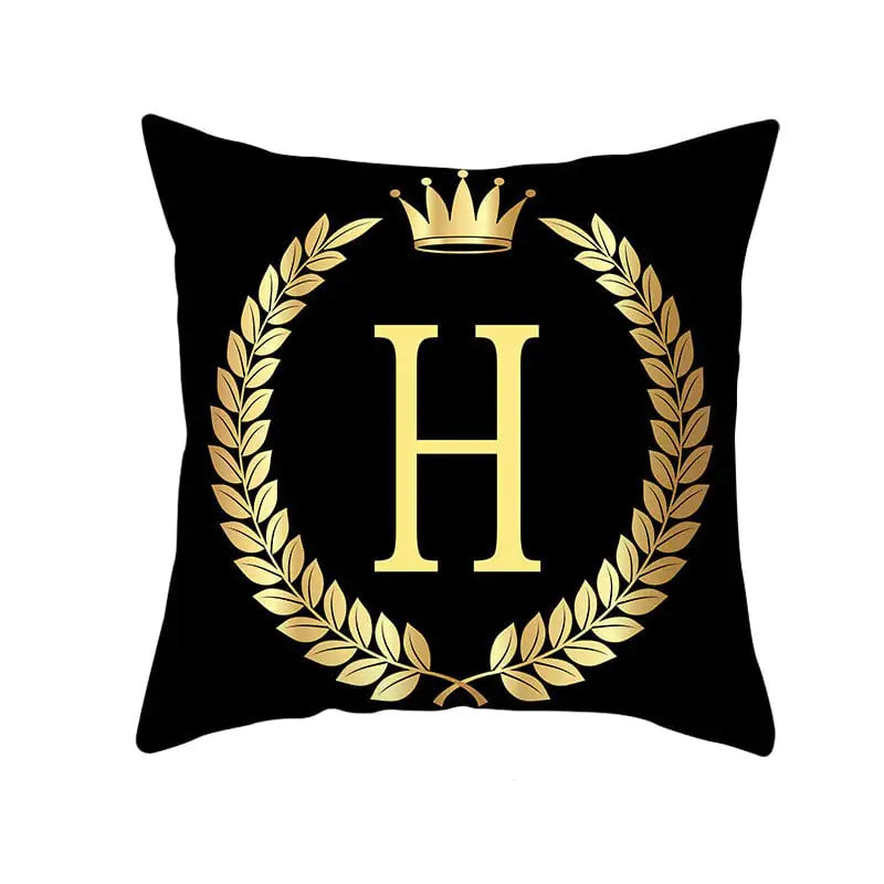 Custom Black Gold Letter Peach Skin Pillowcase Cushion