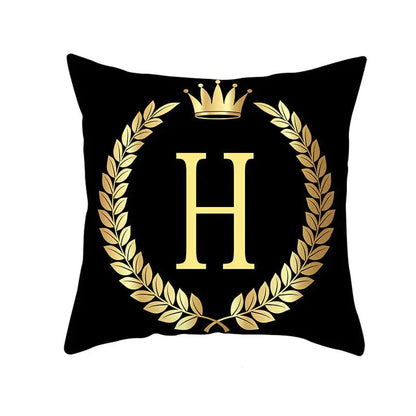 Custom Black Gold Letter Peach Skin Pillowcase Cushion