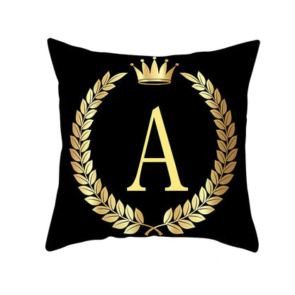 Custom Black Gold Letter Peach Skin Pillowcase Cushion