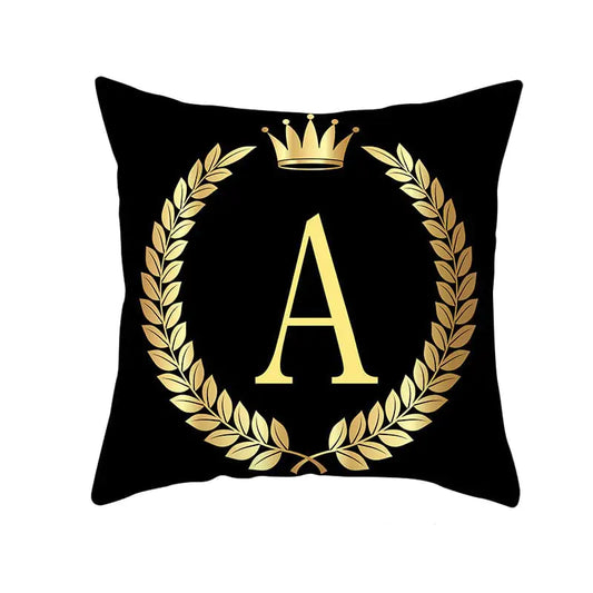 Custom Black Gold Letter Peach Skin Pillowcase Cushion