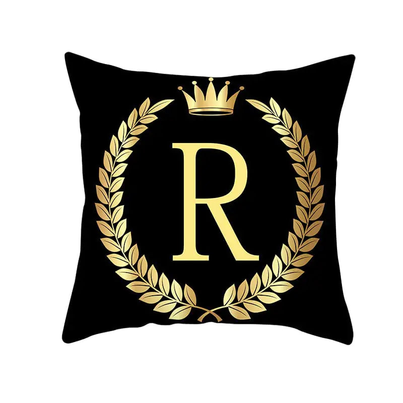 Custom Black Gold Letter Peach Skin Pillowcase Cushion