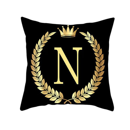 Custom Black Gold Letter Peach Skin Pillowcase Cushion