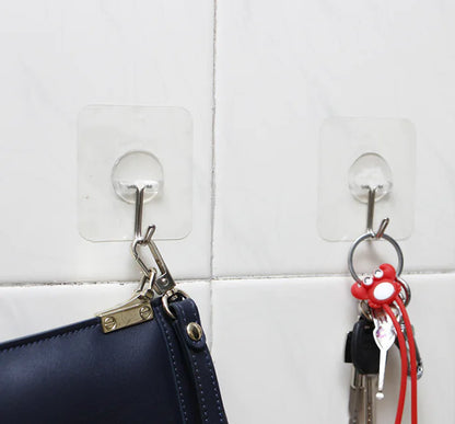 Heavy-Duty Clear Adhesive Hooks for Kitchen & Bathroom