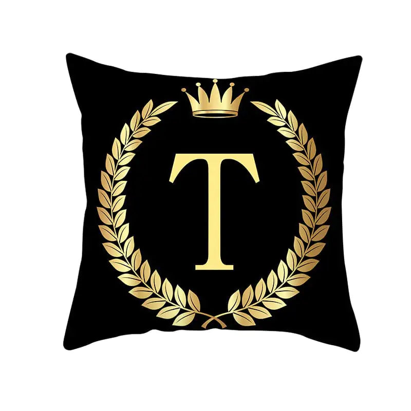 Custom Black Gold Letter Peach Skin Pillowcase Cushion