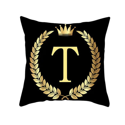 Custom Black Gold Letter Peach Skin Pillowcase Cushion