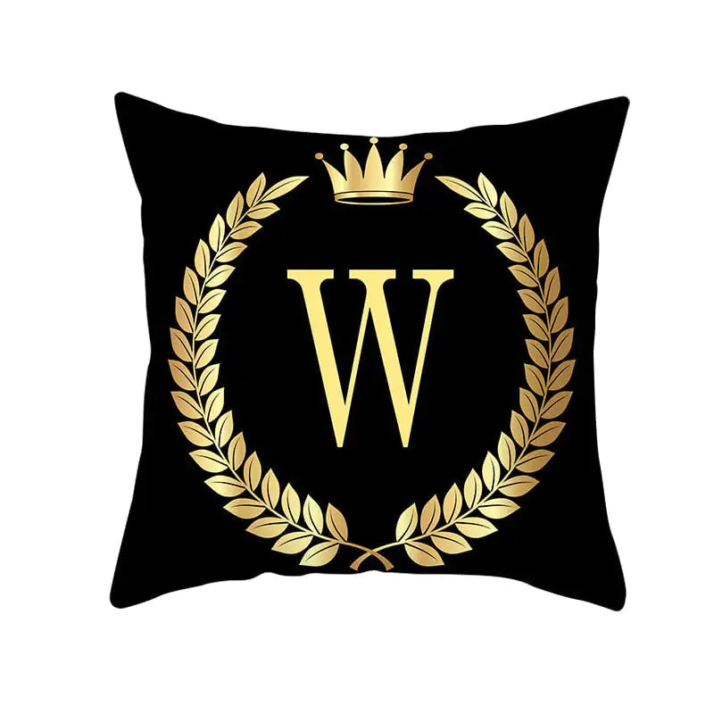 Custom Black Gold Letter Peach Skin Pillowcase Cushion
