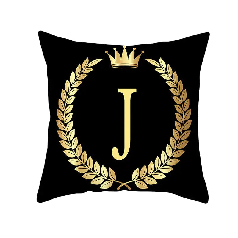 Custom Black Gold Letter Peach Skin Pillowcase Cushion