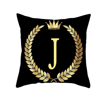Custom Black Gold Letter Peach Skin Pillowcase Cushion