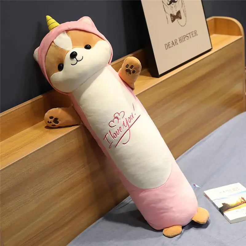 Squirrel Long Plush Nap Pillow with Removable Cover