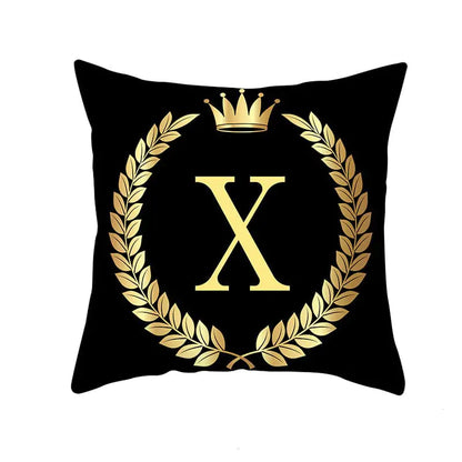 Custom Black Gold Letter Peach Skin Pillowcase Cushion