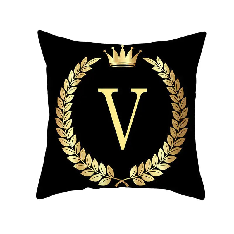 Custom Black Gold Letter Peach Skin Pillowcase Cushion