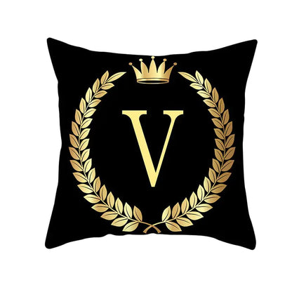 Custom Black Gold Letter Peach Skin Pillowcase Cushion