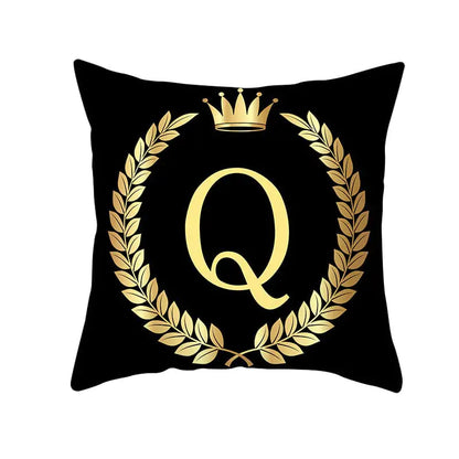 Custom Black Gold Letter Peach Skin Pillowcase Cushion