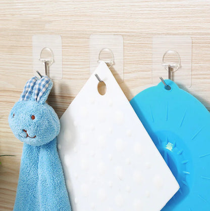 Heavy-Duty Clear Adhesive Hooks for Kitchen & Bathroom