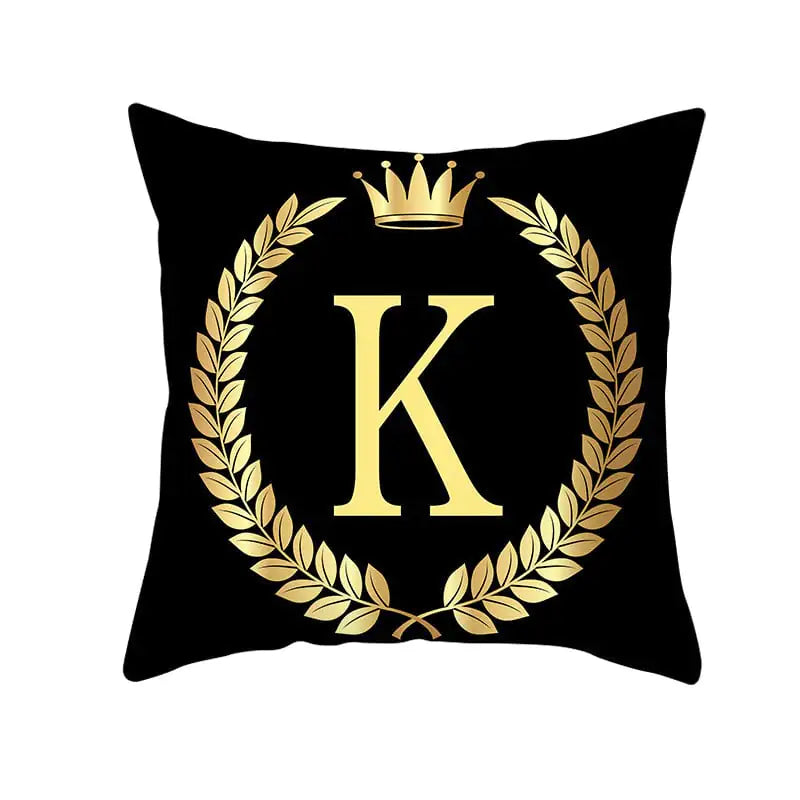 Custom Black Gold Letter Peach Skin Pillowcase Cushion
