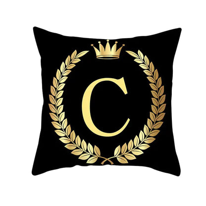 Custom Black Gold Letter Peach Skin Pillowcase Cushion