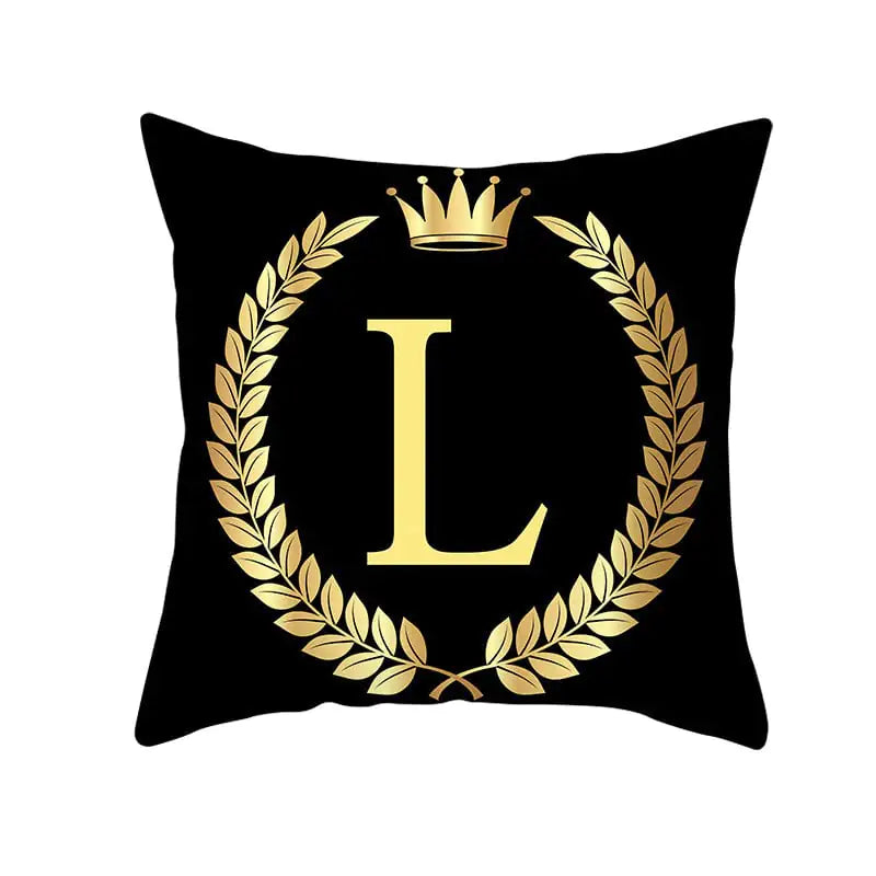 Custom Black Gold Letter Peach Skin Pillowcase Cushion