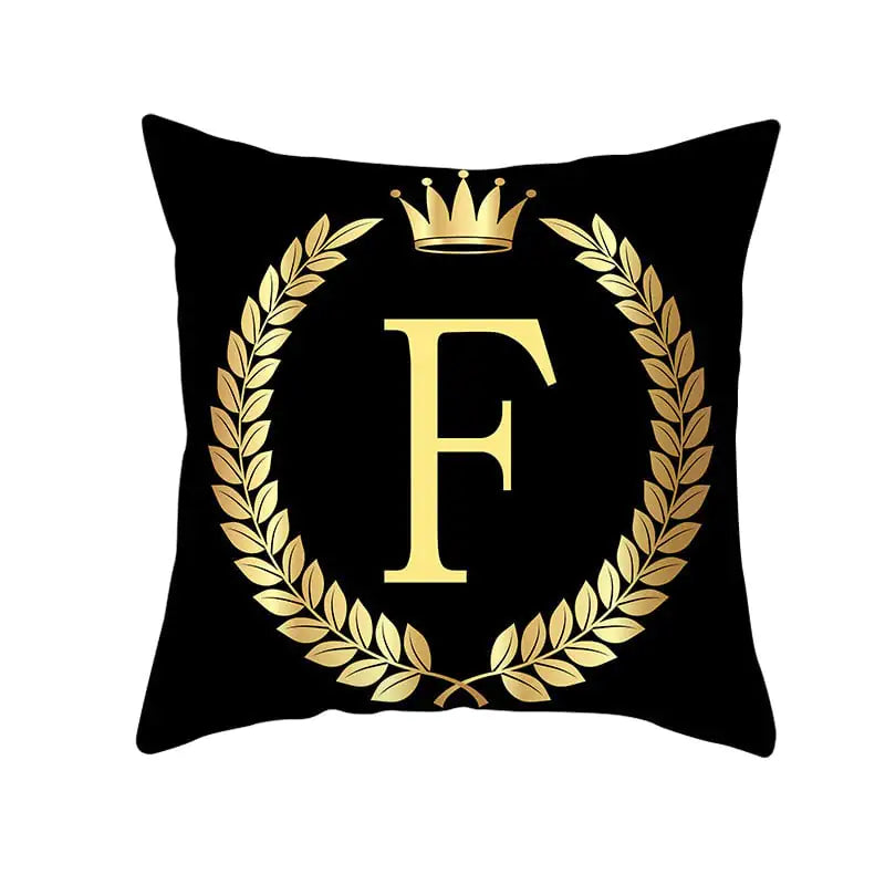Custom Black Gold Letter Peach Skin Pillowcase Cushion