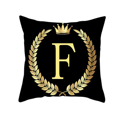 Custom Black Gold Letter Peach Skin Pillowcase Cushion
