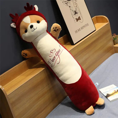 Squirrel Long Plush Nap Pillow with Removable Cover